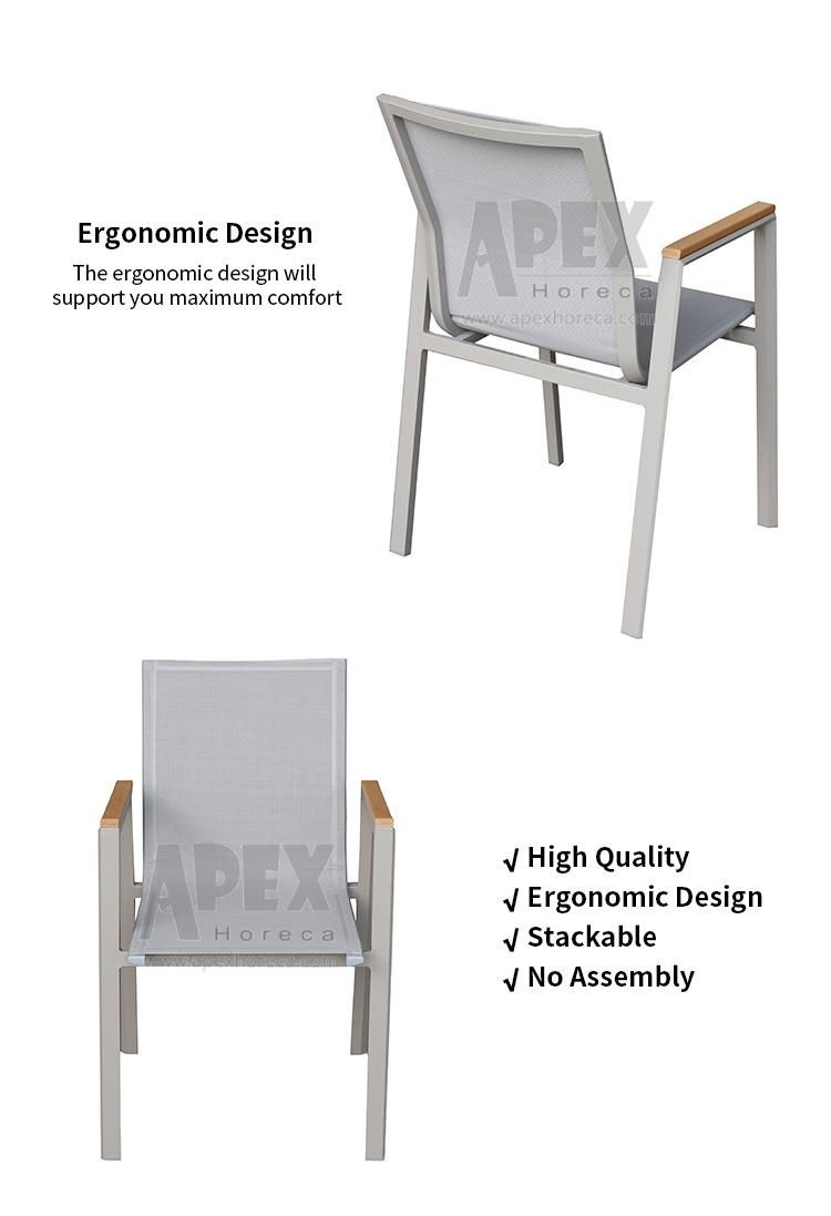 Outdoor Aluminum Dining Chair with Poly Wood Garden Chair