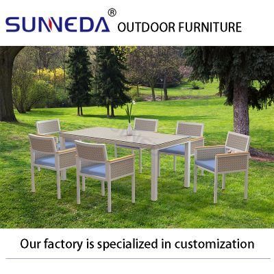 Luxury Garden Patio Furniture Aluminum Rope Cafe Outdoor Coffee Table Set