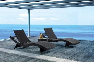 Garden Rattan/Wicker Wave Sun Lounge Set for Outdoor Furniture (LN-912)