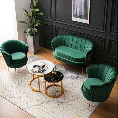 Modern Green Velvet Double Seat Design Europe Style Corner Leisure Chair U Shape Couch Set Waiting Room Office Reception Room Furniture Sofa