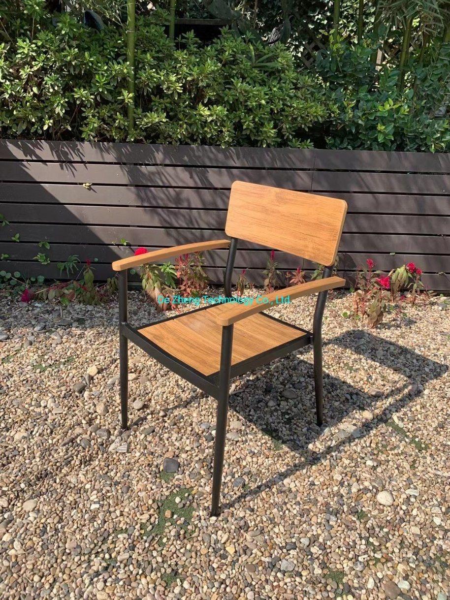 New Garden Sets Factory Sale Teak Polyeood Aluminum Bamboo Dining Stacking Chairs and Table Patio Outdoor Furniture