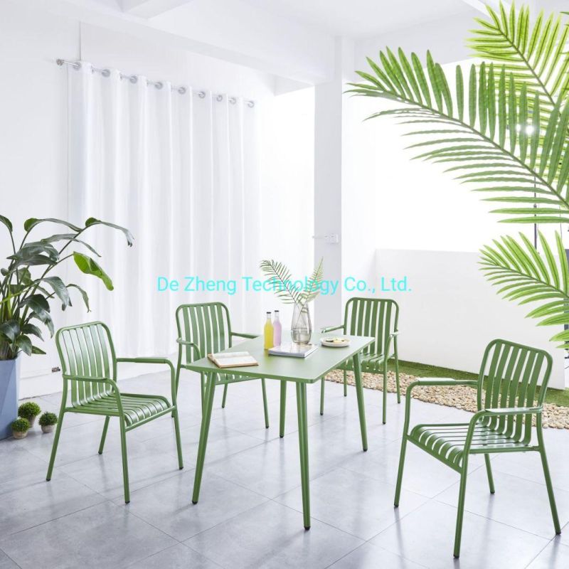 Commercial Aluminum Patio Dining Sets with 6 Pieces Dining Table for Hotel Restaurant Garden