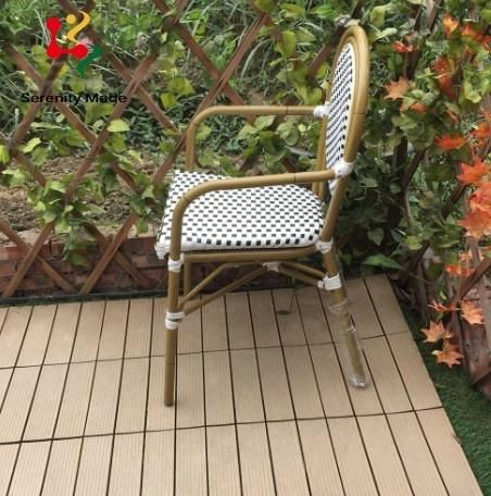 New Arrival Restaurant Cafe Coffee Shop Outdoor Bistro Rattan Aluminium Frame Dining Chair with Armrest