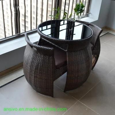 PE Wicker Ratten Chair Sets for Storage and Space Saving