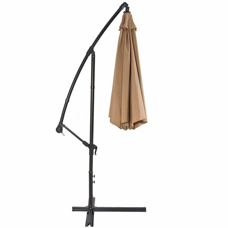 Best Choice Products 10FT Offset Hanging Market Patio Umbrella W/Easy Tilt Adjustment, Polyester Shade, 8 Ribs for Backyard, Poolside, Lawn and Garden - Beige