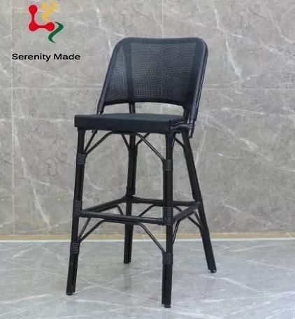 Outdoor Furniture Restaurant French Style High Counter Aluminum Frame Mesh Bar Bistro Stool