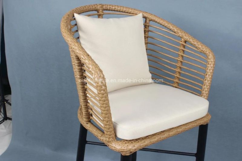 Stackable Leisure Garden Rattan Bar Chair Outdoor Furniture with Cushion