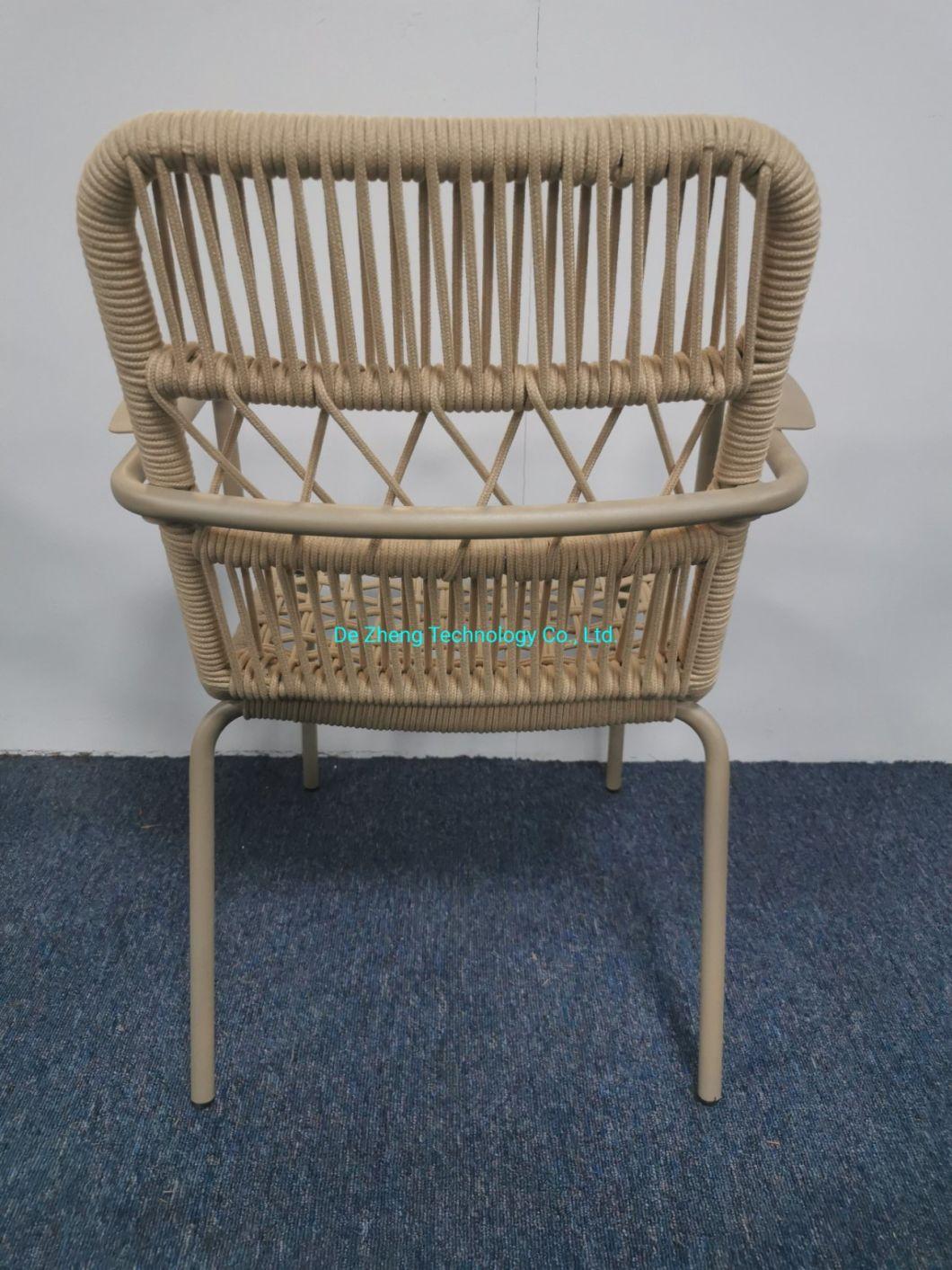 China Wholesale Aluminum French Rope Dining Chair Garden Rope Chair Antique Coffee Restaurant Chair Outdoor Dining Chair