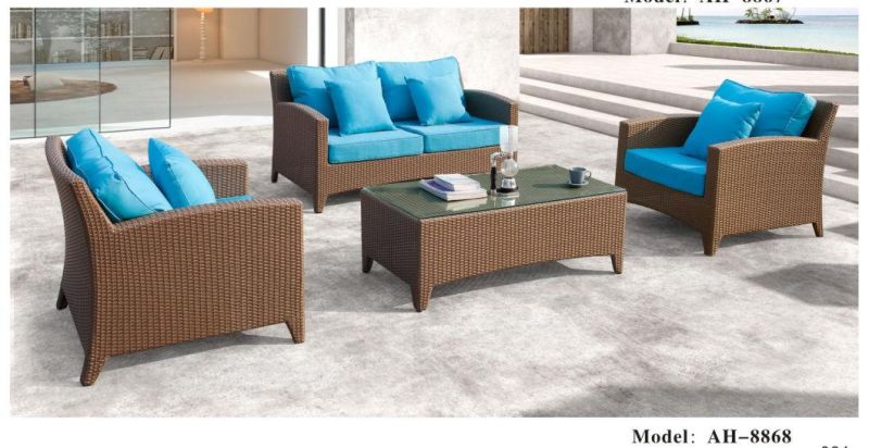 Outdoor Garden Rattan Furniture Sets with Three Person Sofa and Chairs and Table for Sale