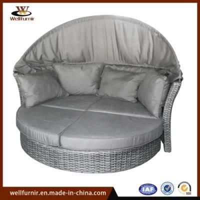 Grey Backyard Rattan Wicker Round Bed (Wf050054)