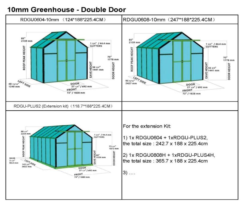 Growing System Greenhouse Flower House Rdgu0612-10mm