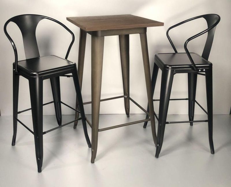 Customized Professional Black Barstool Outdoor Modern Metal Restaurant Chair Bar Stool