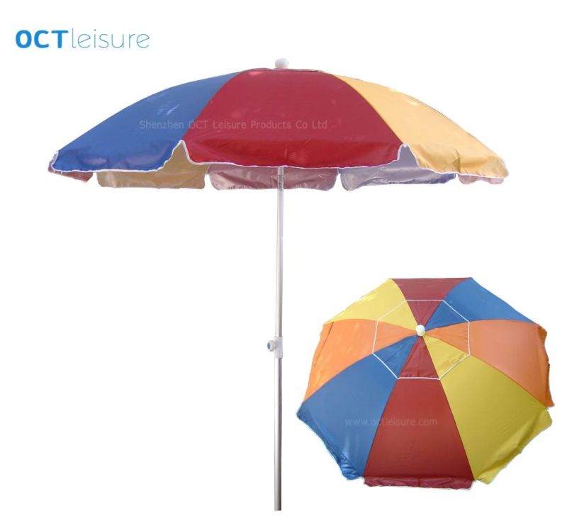 Multi-Color Beach Umbrella with UV Protection (OCT-BUANF02)