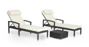 Outdoor Garden Rattan Wicker Furniture Sunbed Lounge with Side Table
