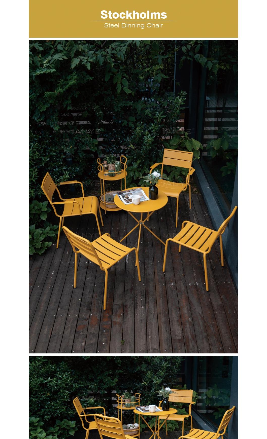 Outside Style Rust Resistant Party Casual Furniture Metal Stackable Side Coffee Chair Banquet Furniture