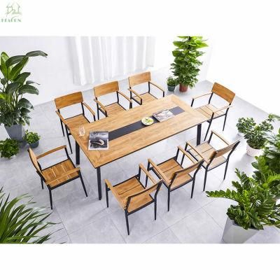 Leisure Outdoor Plastic Wood Furniture Garden Weather Dining Table Set