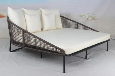 Outdoor Sunbed Garden Furniture Wicker Furniture for Patio Double Seater Lounger