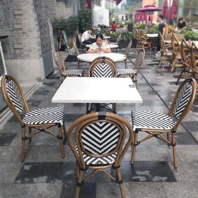 Garden Furniture Outdoor White Rattan Bamboo Dining Chair Outdoor Cafe