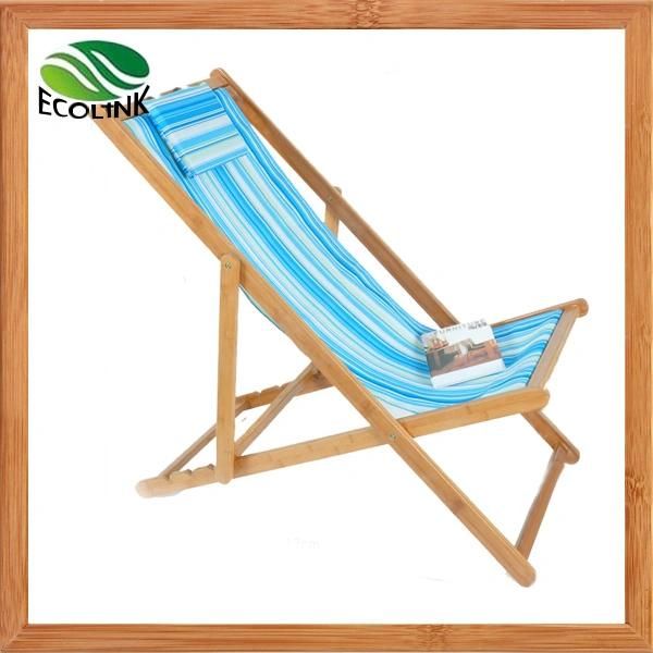 Outdoor Furniture Bamboo Foldable Sun Lounger Beach Chair for Hotel/ Garden