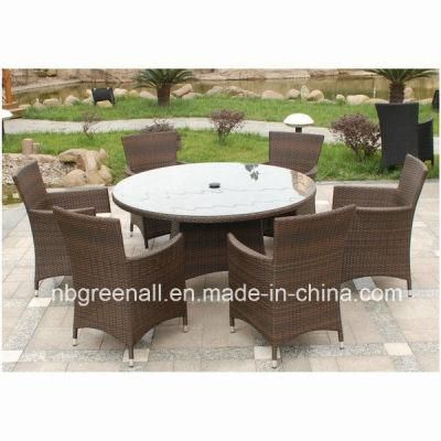 Round Table Rattan Outdoor Patio Garden Dining Room Table and Chair Furniture