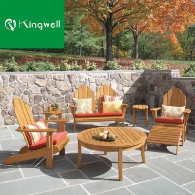 High Quality Double Seater Teak Adirondack with Wooden Ottoman