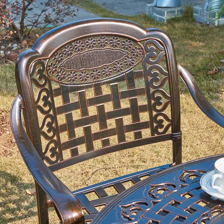 4 Seaters Outdoor Garden Patio Furniture Luxury Conversation Set Cast Aluminum with Round Table