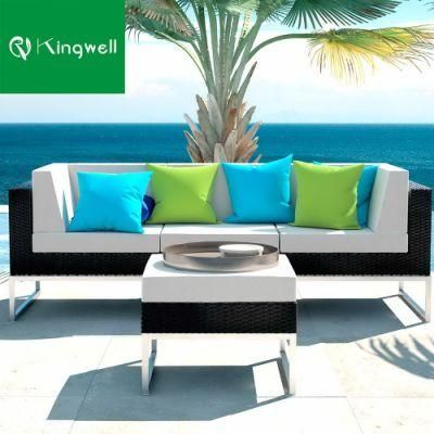 Popular Outdoor Patio Sofa Set Furniture Rattan Sofa with Colorful Cushion for Patio Hotel Use