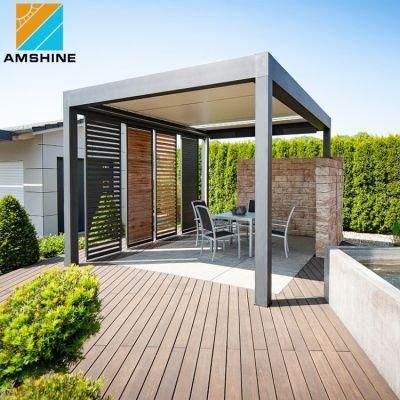 Modern Outdoor Restaurant Electric Opening Louvered Roof Gazebo Aluminium Pergola Bioclimatic System Pergolas with Rain Sensor