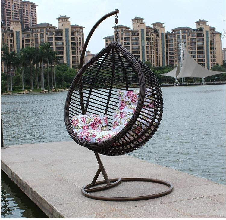 New Design Outdoor Balcony Garden Courtyard Straw Hat Hanging Swing Chair