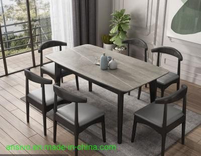 Cheap Marble Restaurant Furniture Wood Rectangle Dining Table for Sale