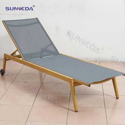 Outdoor Patio Furniture Hotel Poolside Furniture Brushed Aluminum Garden Sun Lounger