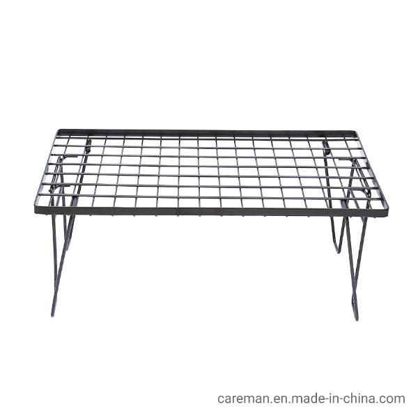Camping Iron Folding Mesh Table Cooler Stand Black