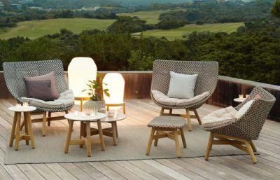 Zhida Couture Curl Creative Living Outdoor Rattan Wooden Leg Sofa Furniture Lounge Garden Rattan Outdoor Modular Fabric Chair