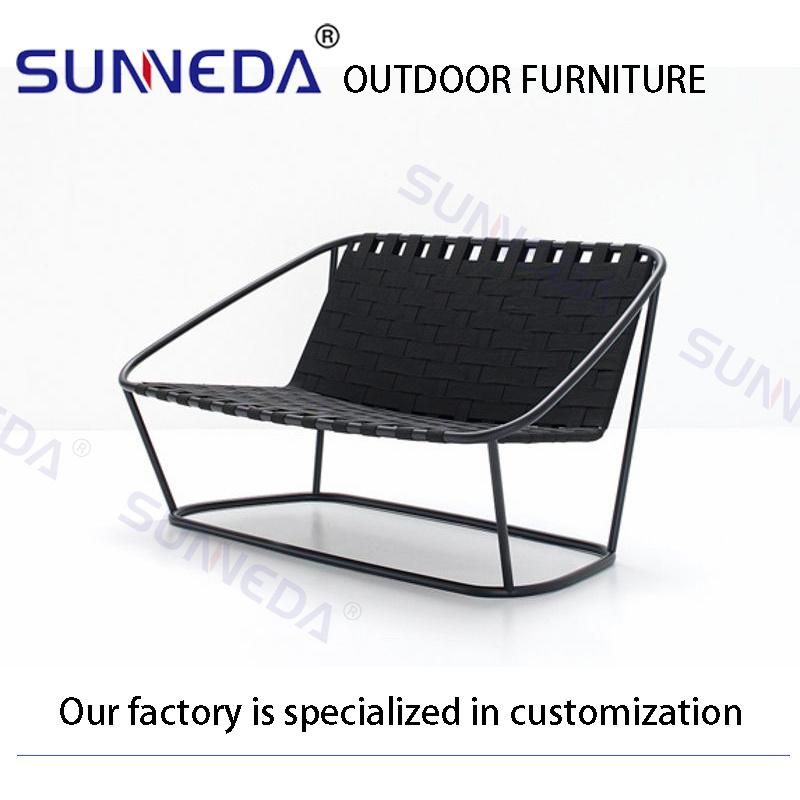 Outdoor Hot-Selling Simple Patio Weave Wide Flat Webbing Chaise Chair