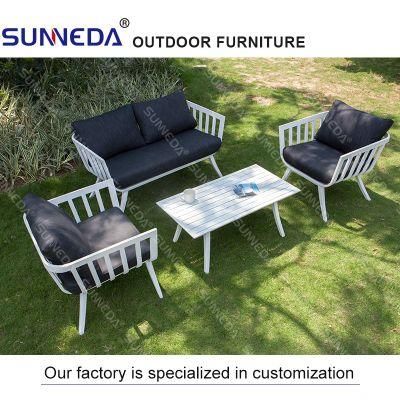 Modern Leisure Aluminum Outdoor Corner Sofa and Tea Table Set for Pool Garden Hotel Bar Multi-Seat Sofa with Cushion