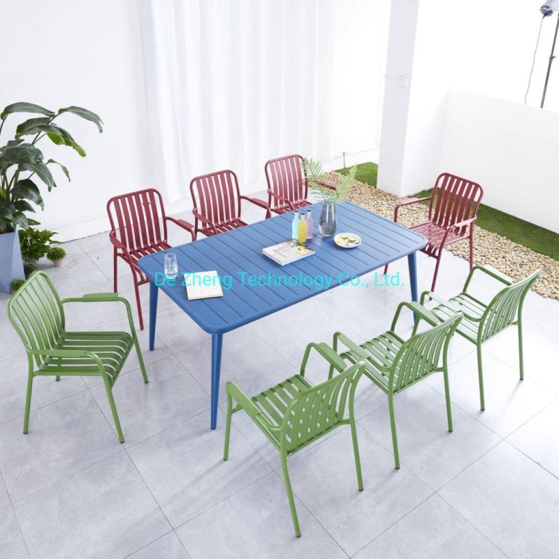 Large Seater Dining Table Aluminum Coffee Table Outdoor Table and Chairs Set Bar Furniture Used in Cafe Shop