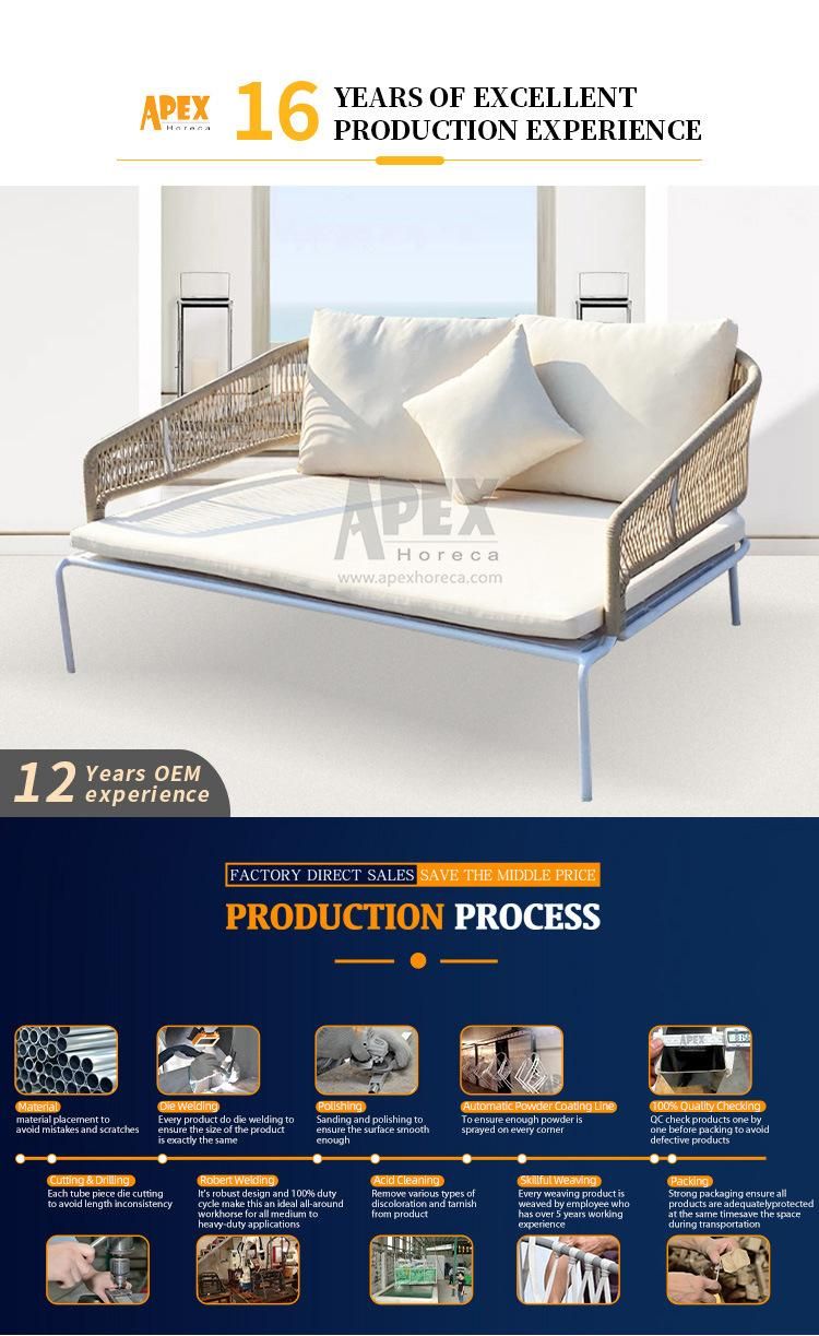 Promotional New Style Home Patio Beach Daybed Aluminum Rope Lounge