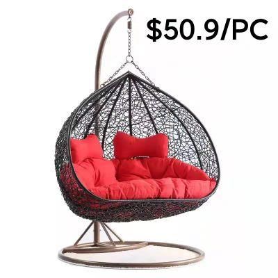 Leisure Outdoor Garden Double Plastic Rattan Egg Hanging Swing Chair