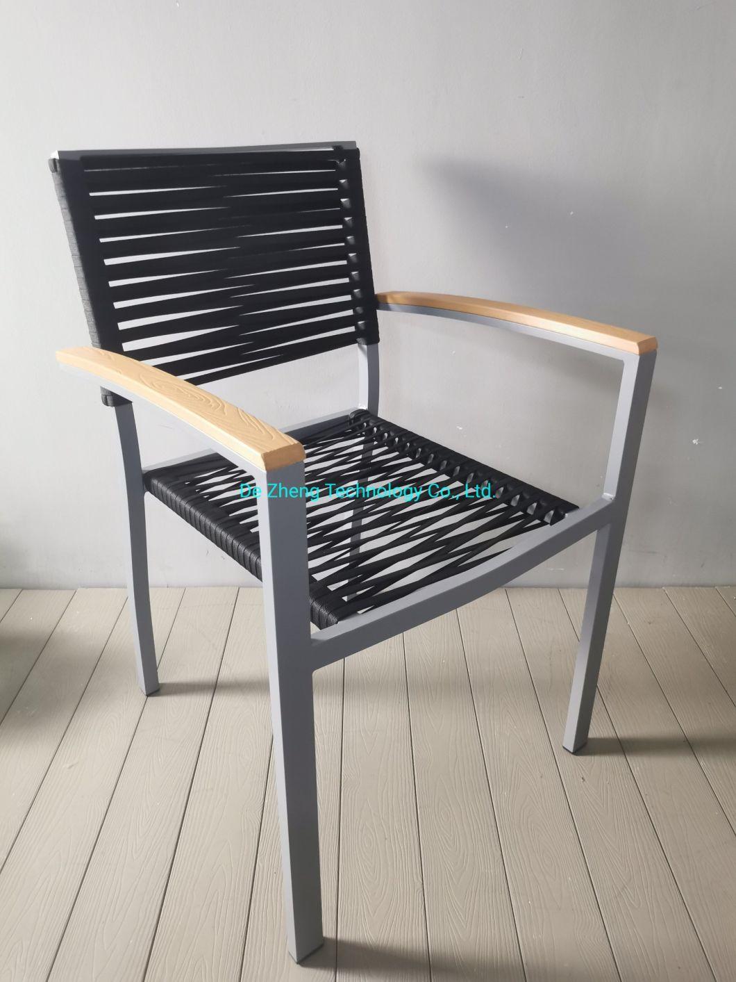 Patio Furniture Aluminum Frame Plastic Rattan Stackable Dining Chair for Coffee Shop Use