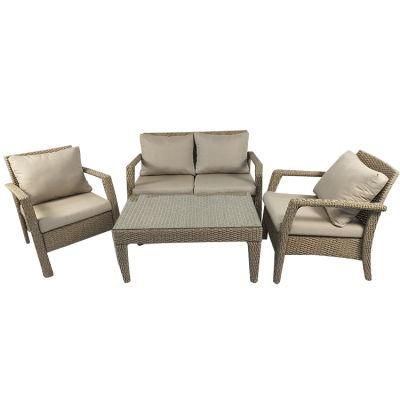 Hot Sale Modern Outdoor Aluminum Frame Sea Grass Color PE Rattan Sofa Sets