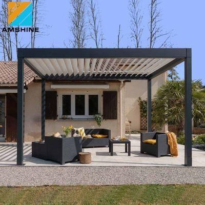 Outdoor Electric Louver Pavilion Carport Canopy Louvered Roof Sunshade Waterproof Motorized Aluminum Pergola with Adjustable Louvers