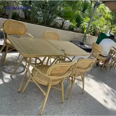 Outdoor Restaurant Table Set with Stacked Structure Chair