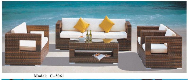 Indoor or Outdoor Patio Rattan Furniture Sets, Loveseat Sofa, Wicker Chair and Table