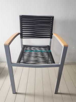 Outdoor Cafe Furniture Aluminium Woven Rope Dining Chair