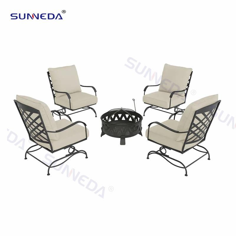 Italian-Style Table Set with Aluminum Frame Stacked Structure Chair