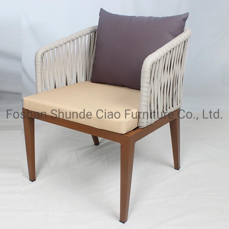 Outdoor Rope Aluminum Garden Dining Table and Chair Set Patio Furniture