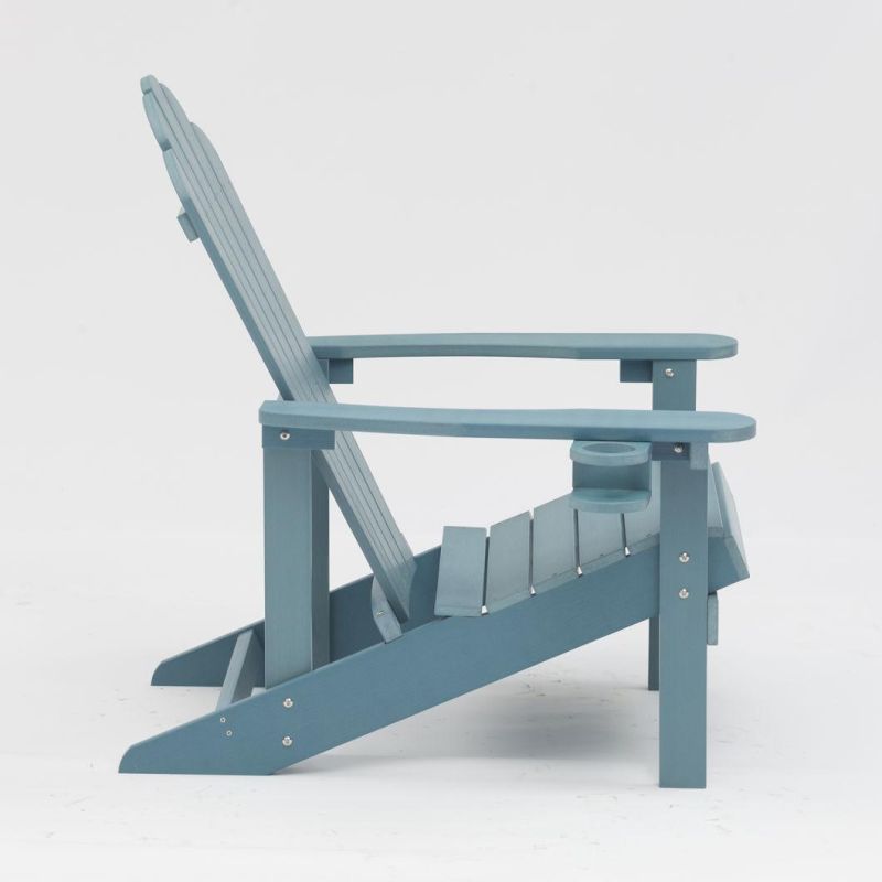 High Quality Plastic Wood Sun Lounger Outdoor Leisure Lounger Unique Beach Adirondack Chair with Cup Holder