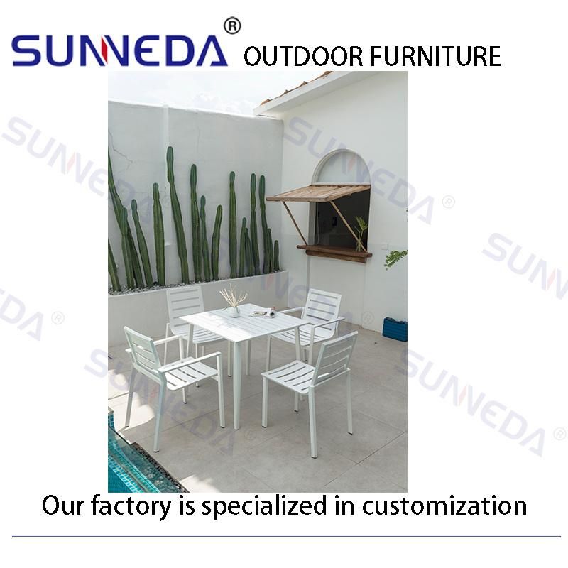 Modern Furniture Garden Outdoor Indoor Beach Hot Selling Aluminum Stackable Table Chair Set