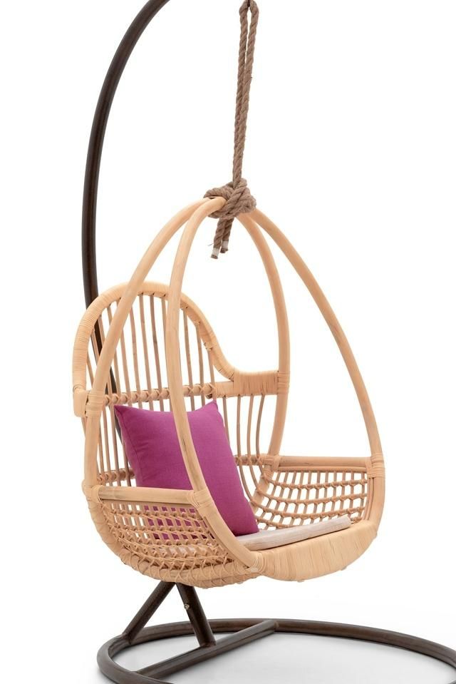 Outdoor Balcony Courtyard Natural Rattan with Metal Frame Hanging Home Rocking Counch Chair