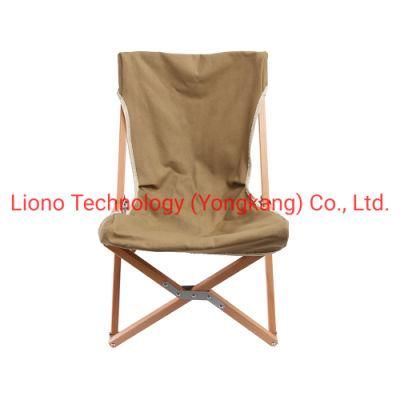 Luxury Wood Roll Top Camping Wooden Canvas Beach Lounge Chair
